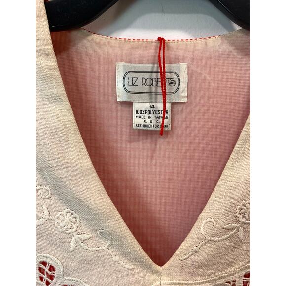 80s 90s Red & White Gingham Midi Dress | Pleated Skirt | Irish Linen Collar - Picture 9 of 10